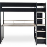 Blaze Gaming High Sleeper Bed With Desk - 3ft Single - Black & Pale Wood