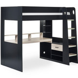 Blaze Gaming High Sleeper Bed With Desk - 3ft Single - Black & Pale Wood