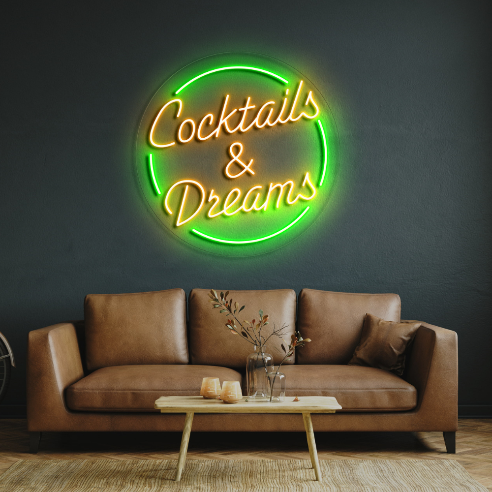 Cocktail & Dream  LED Neon Sign | Yellow & Green