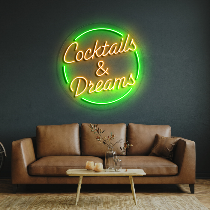 Cocktail & Dream  LED Neon Sign | Yellow & Green