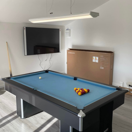 Gatley Classic Slimline Pool Table | Black | Smart Powder Blue Cloth