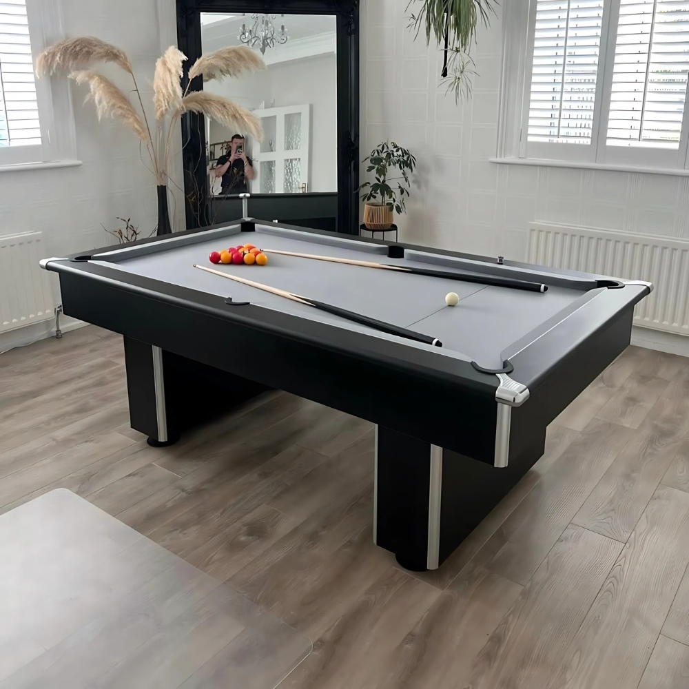 Classic Slimline Slate Bed Pool Table | Black