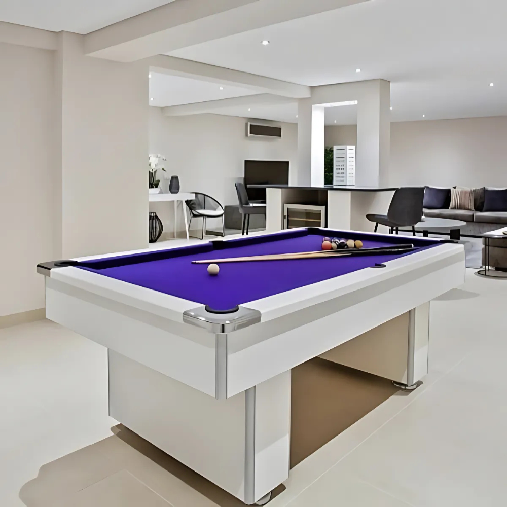 Classic Slimline Slate Bed Pool Table | White