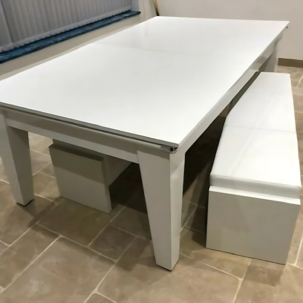 Classic Slate Bed Pool Dining Table | Gloss White