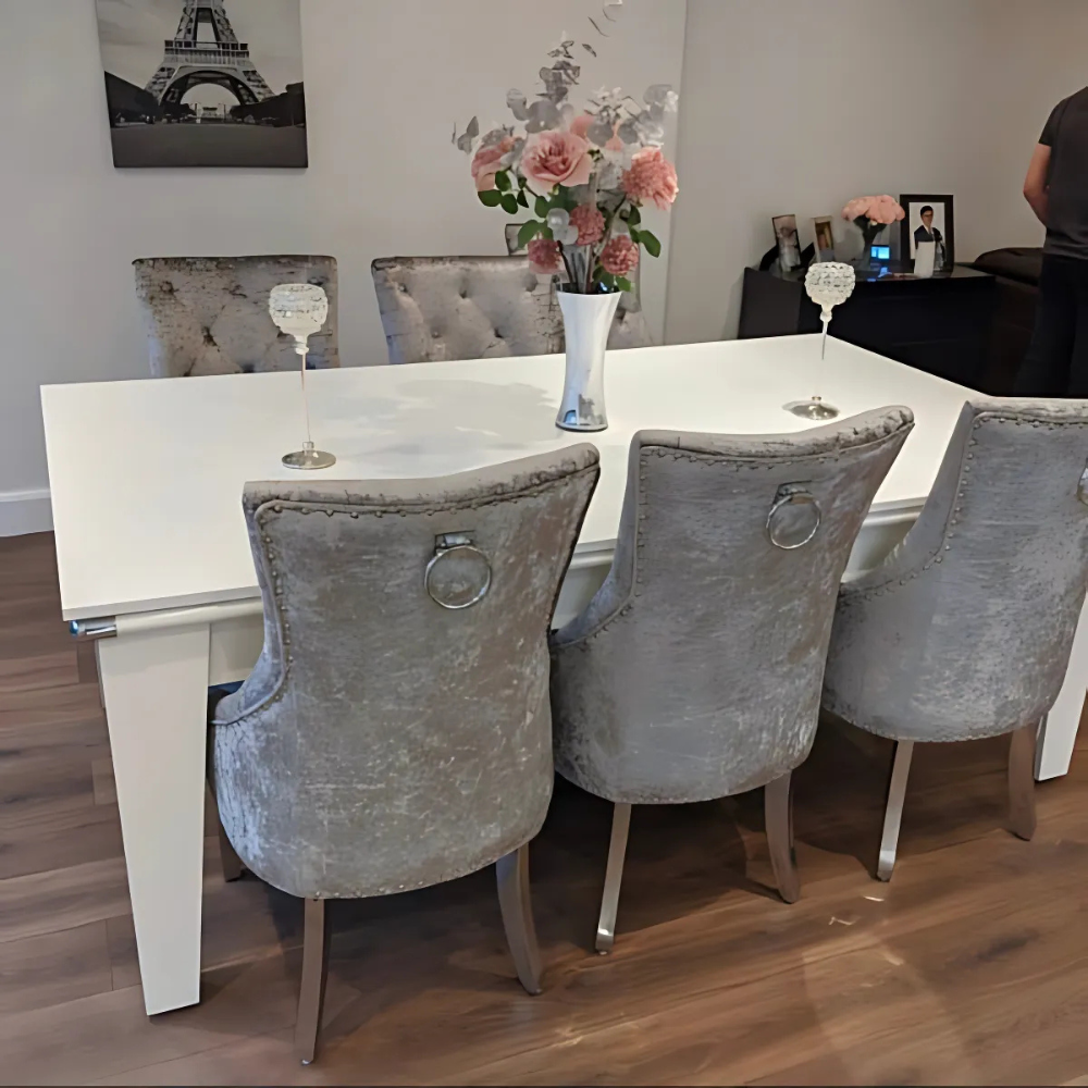 Classic Slate Bed Pool Dining Table | Gloss White
