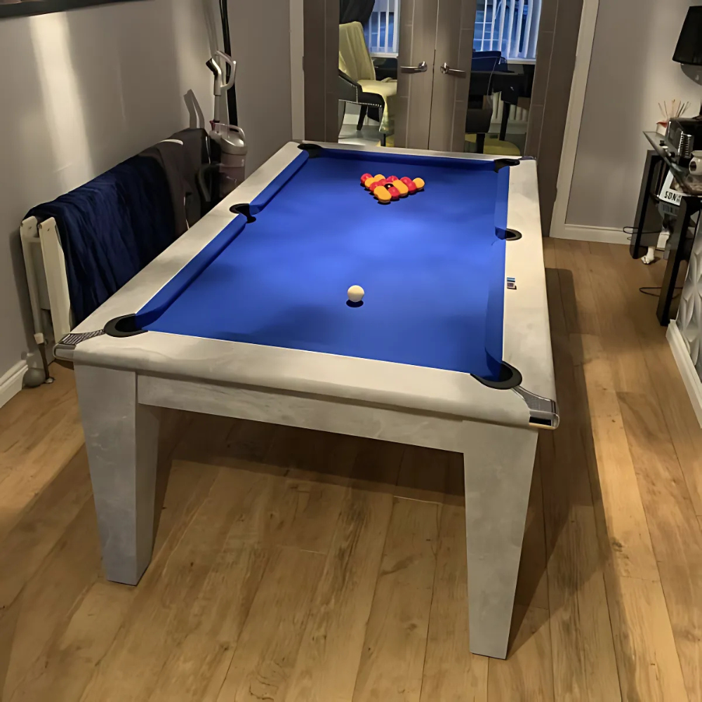 Gatley Classic Pool Dining Table | Italian Grey | Smart Royal Blue Cloth