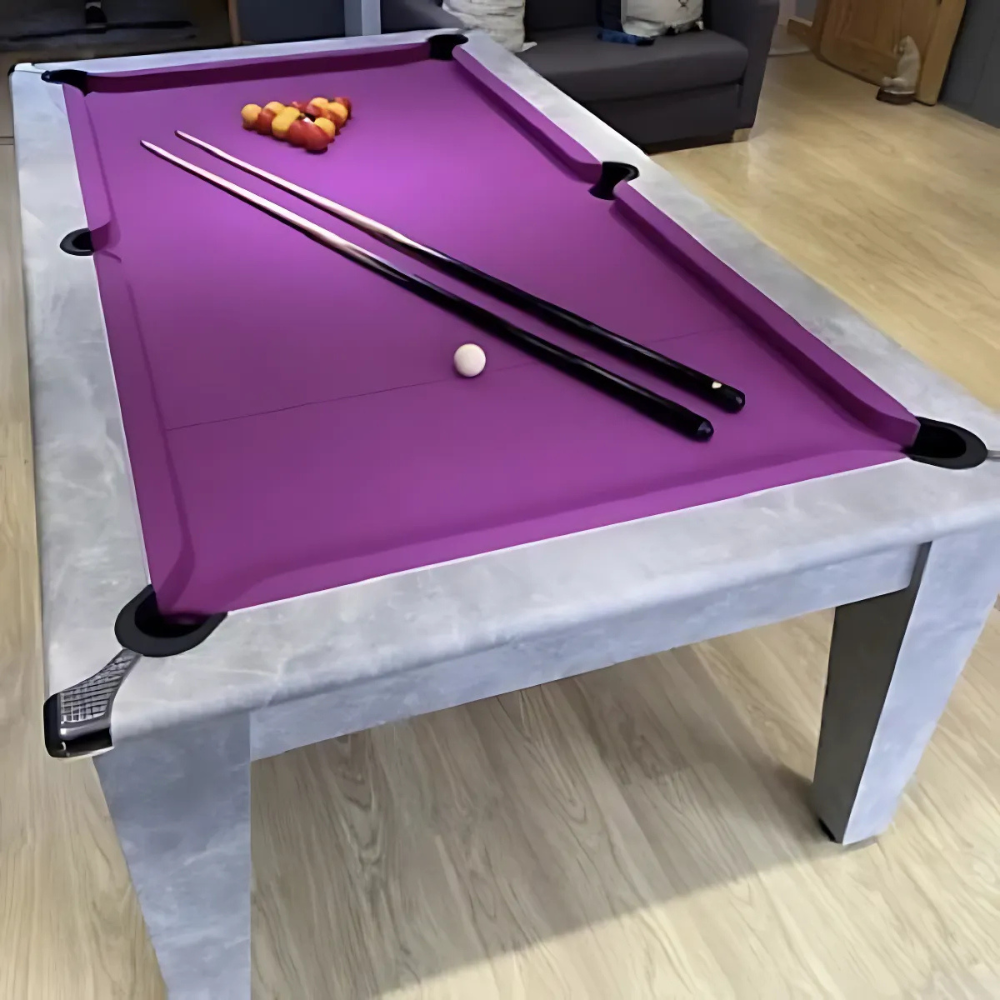 Gatley Classic Pool Dining Table | Italian Grey | Smart Purple Cloth