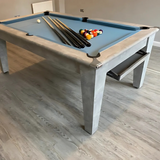 Gatley Classic Pool Dining Table | Italian Grey | Elite Pro Powder Blue Cloth
