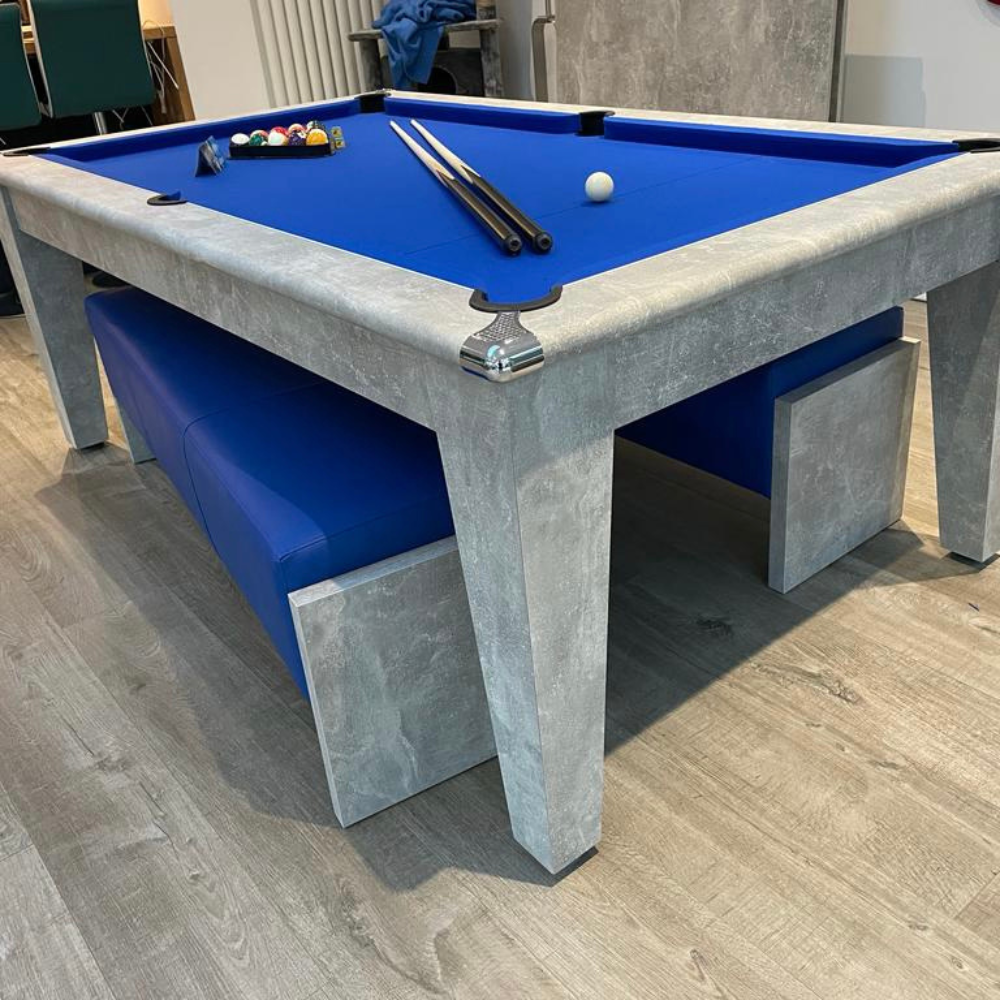 Gatley Classic Pool Dining Table | Italian Grey | Elite Pro Royal Blue Cloth
