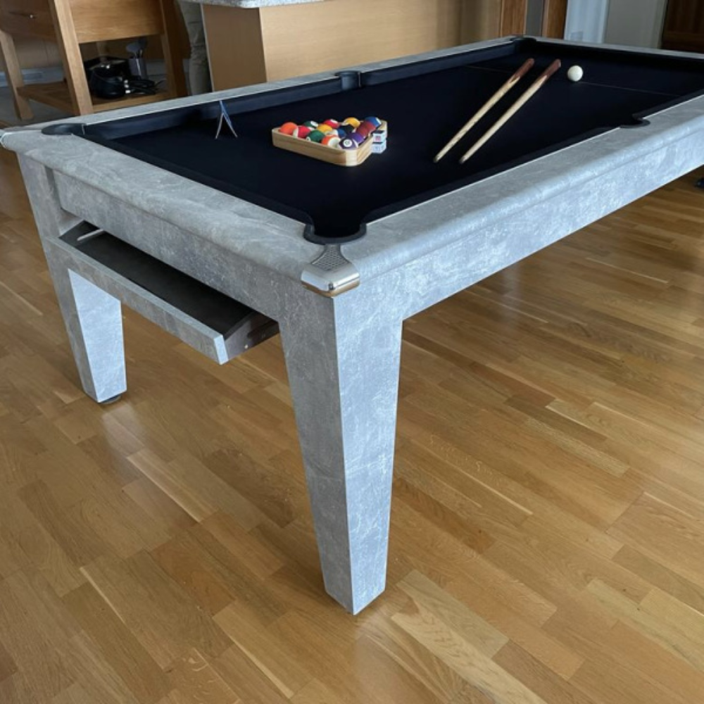 Gatley Classic Pool Dining Table | Italian Grey | Smart Black Cloth