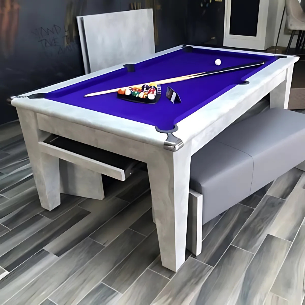 Gatley Classic Pool Dining Table | Italian Grey | Strachan Purple Cloth