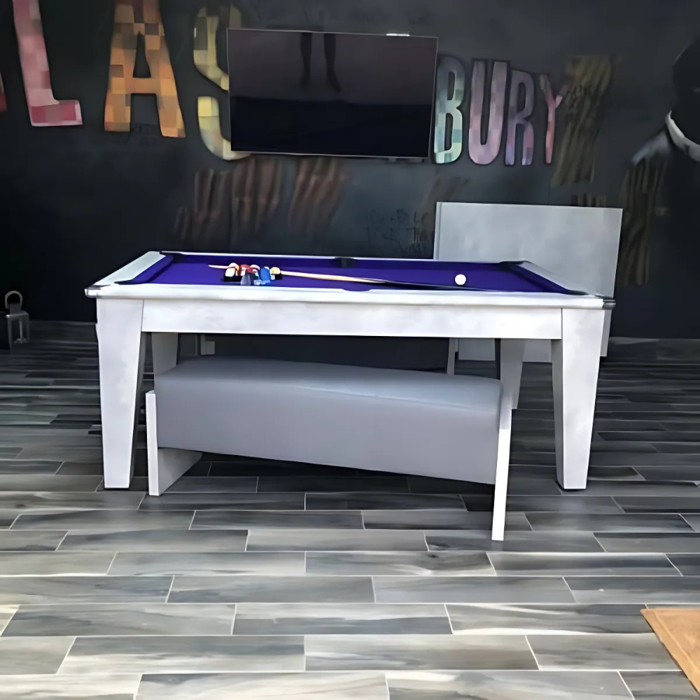 Gatley Classic Pool Dining Table | Italian Grey | Strachan Purple Cloth
