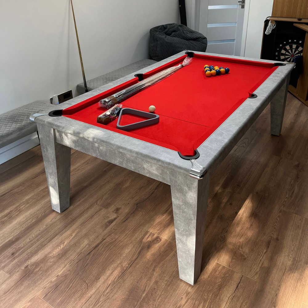 Gatley Classic Pool Dining Table | Italian Grey | Strachan Red Cloth