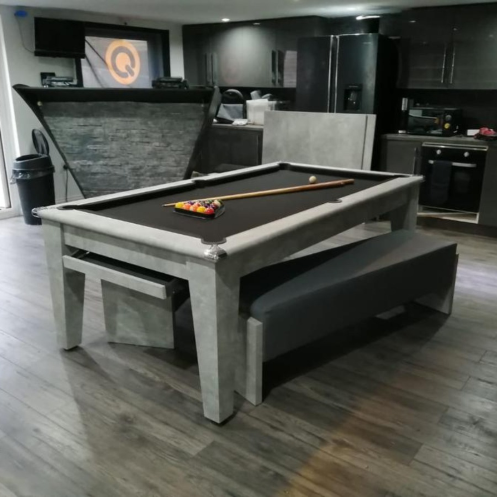 Gatley Classic Pool Dining Table | Italian Grey | Smart Black Cloth