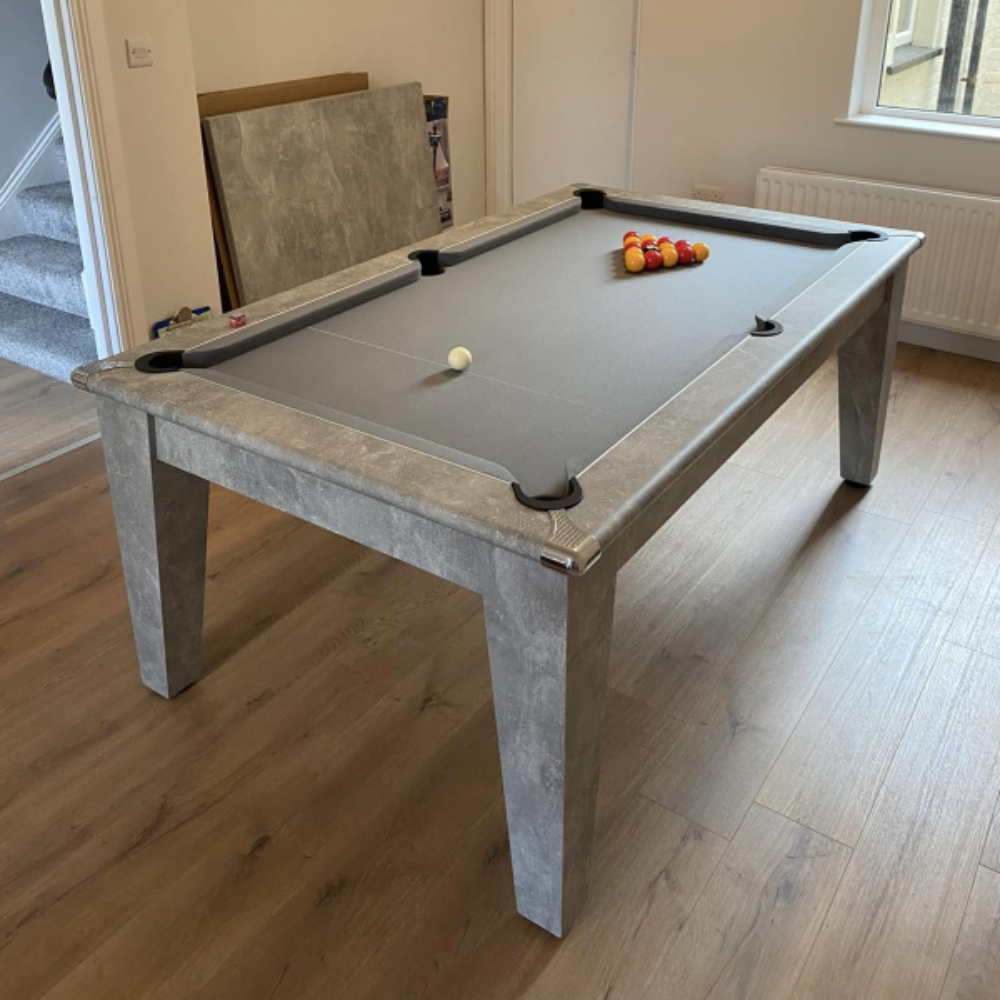 Gatley Classic Pool Dining Table | Italian Grey | Smart Silver Cloth