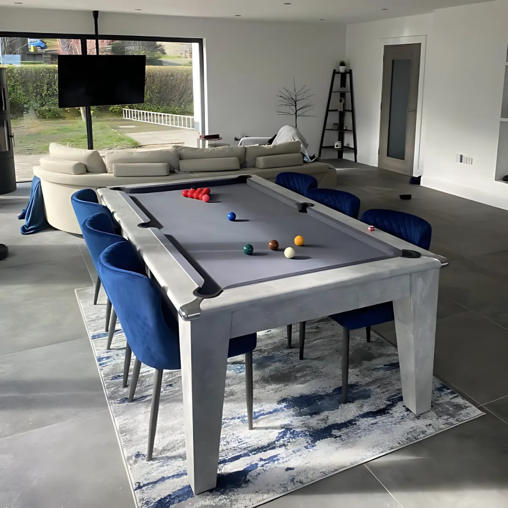 Gatley Classic Pool Dining Table | Italian Grey | Smart Silver Cloth