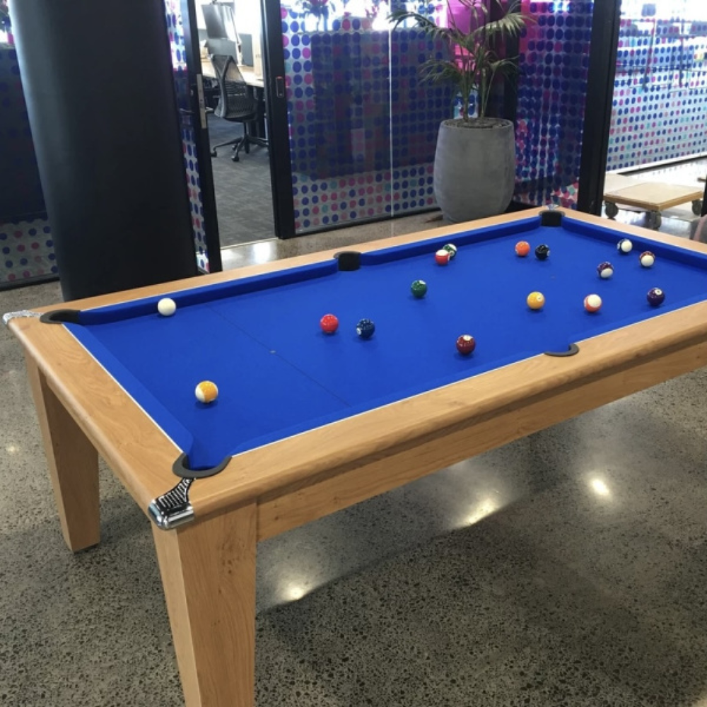 Gatley Classic Pool Dining Table | Oak | Elite Pro Royal Blue Cloth