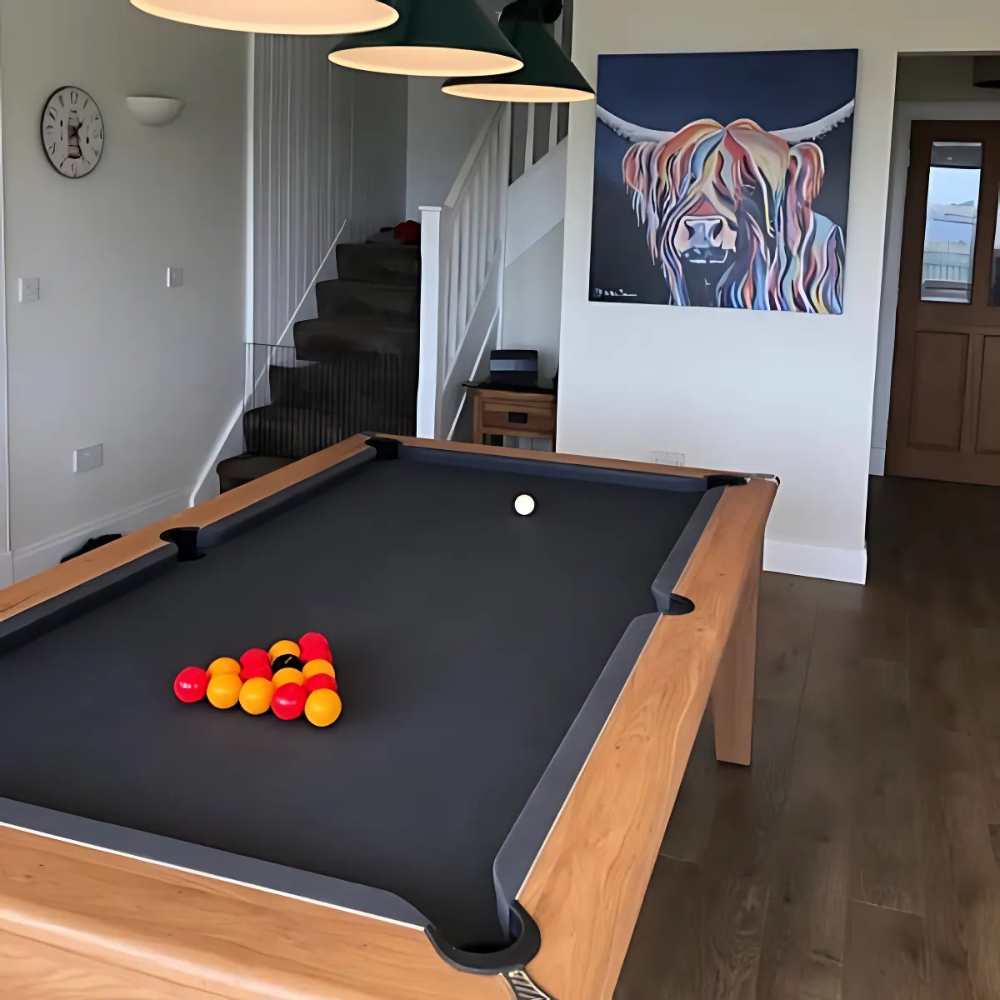 Gatley Classic Pool Dining Table | Oak | Strachan Grey Cloth
