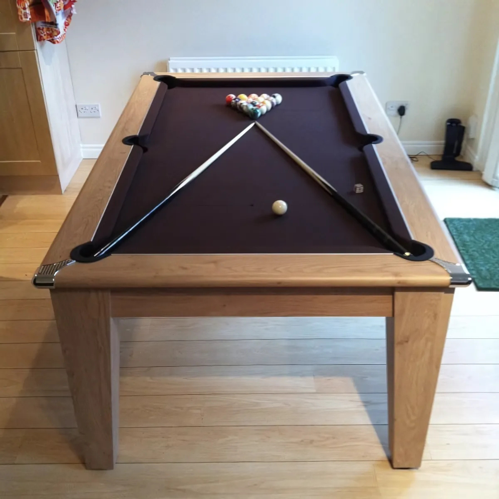 Gatley Classic Pool Dining Table | Oak | Smart Black Cloth