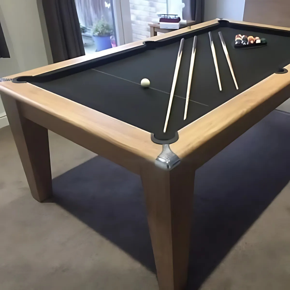 Gatley Classic Pool Dining Table | Oak | Elite Pro Black Cloth