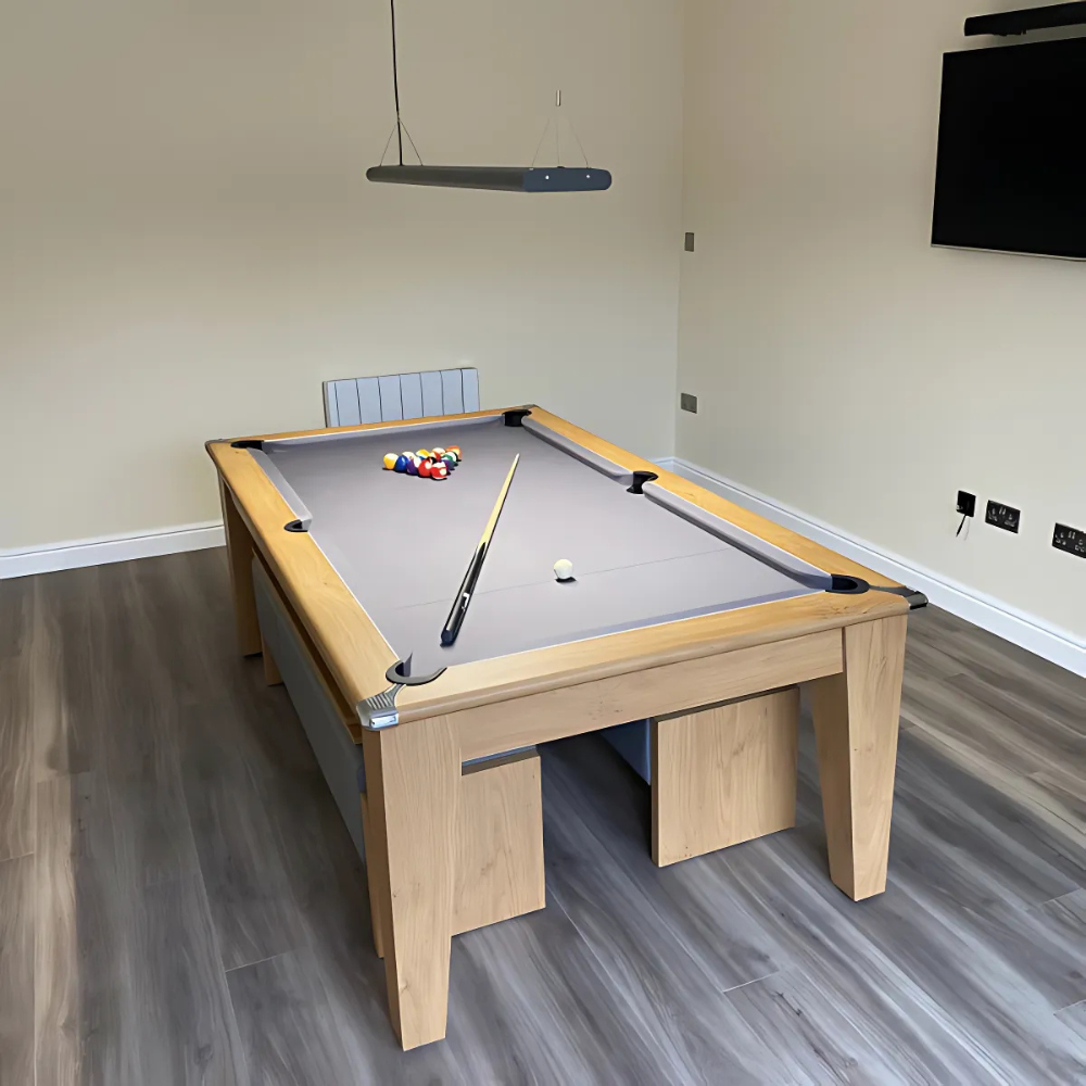 Gatley Classic Pool Dining Table | Oak | Elite Pro Bankers Grey Cloth