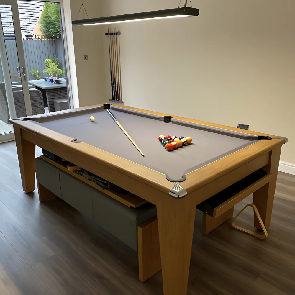 Gatley Classic Pool Dining Table | Oak | Elite Pro Bankers Grey Cloth