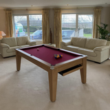 Gatley Classic Pool Dining Table | Oak | Smart Maroon Cloth