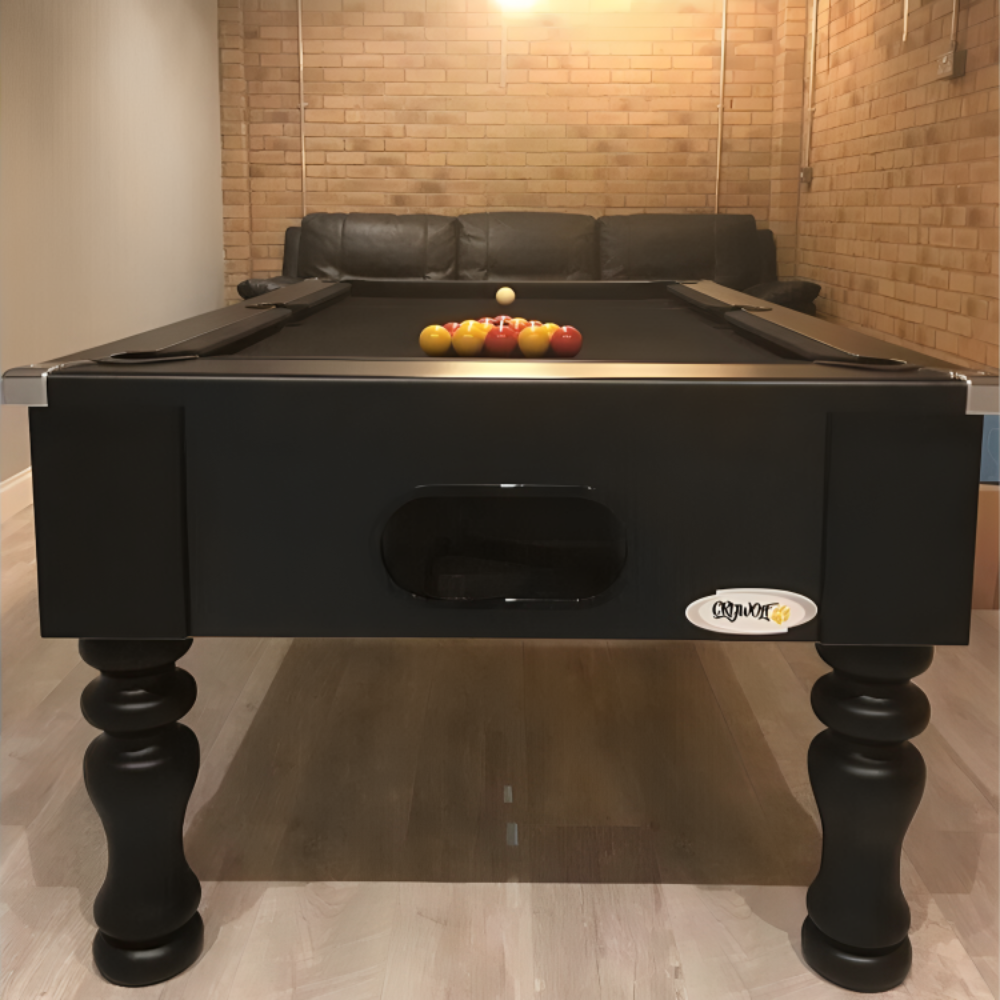 Cry Wolf Slate Bed Indoor Turned Leg Pool Table - Black - 6ft & 7ft