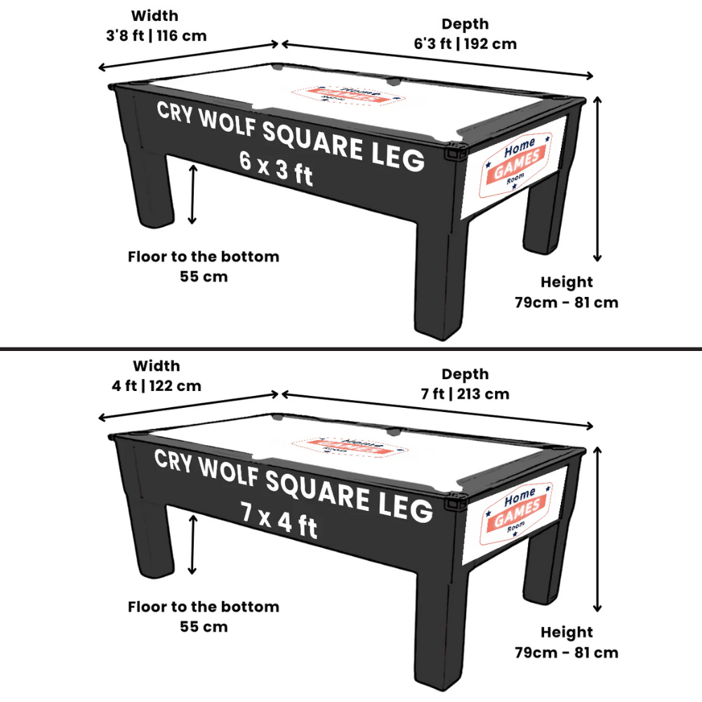 Cry Wolf Slate Bed Indoor Square Leg Pool Table - Urban Grey