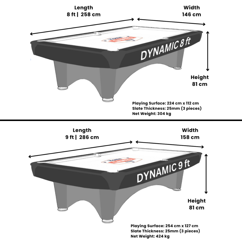 Dynamic Competition II American Slate Bed Pool Table Black- 8ft & 9ft