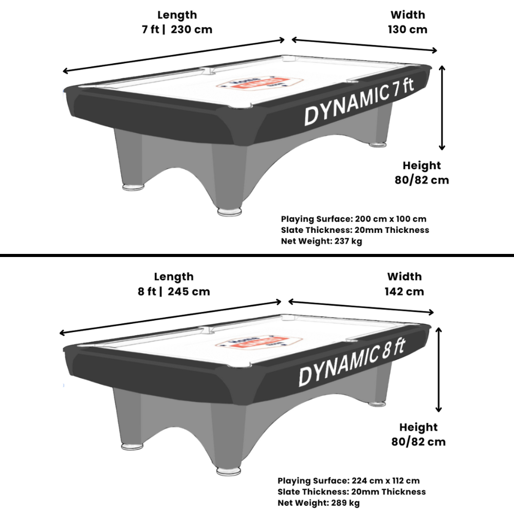 Dynamic Triumph American Slate Bed Pool Table White - 7ft or 8ft