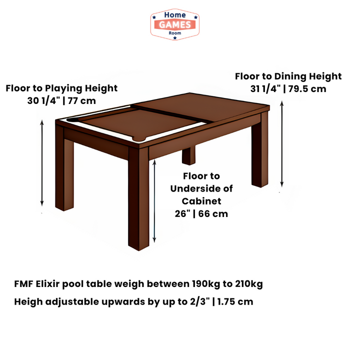 FMF | Elixir Slate Bed Pool Dining Table | Anthracite Slate | 6ft & 7ft Sizes