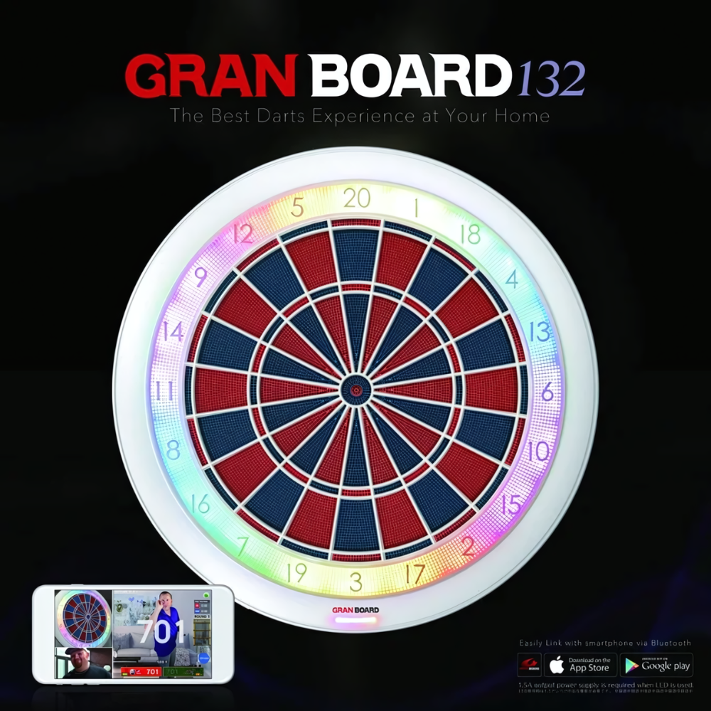 Granboard 132 - Professional Electronic Soft Tip Dartboard | White