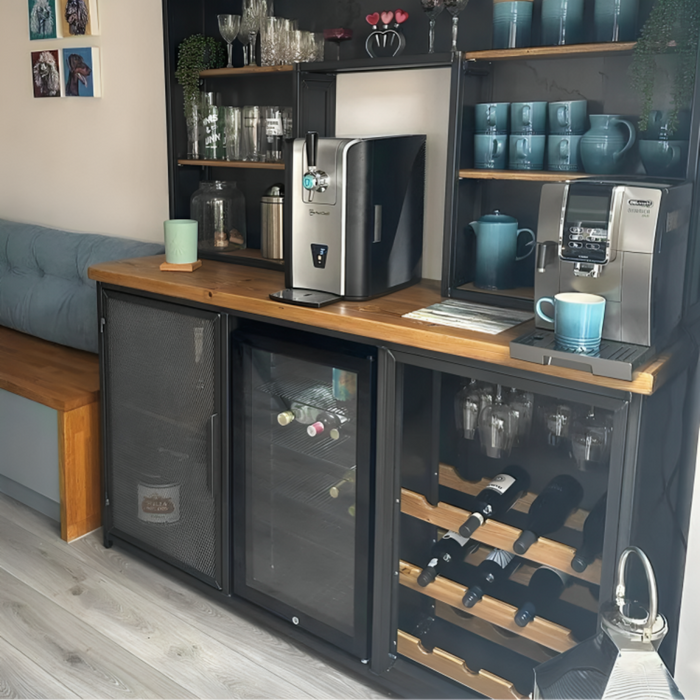 Home Bar Unit With Beer Cooler And Wine Rack