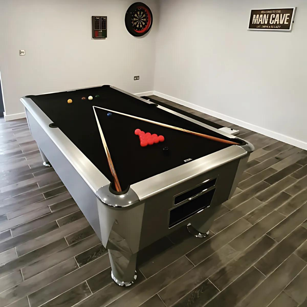 Sam Atlantic Slate Bed Pool Table | Silver