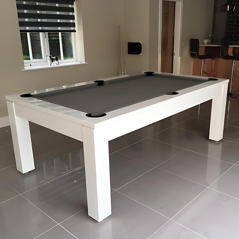 Solid Wood Slate Bed Pool Dining Table White