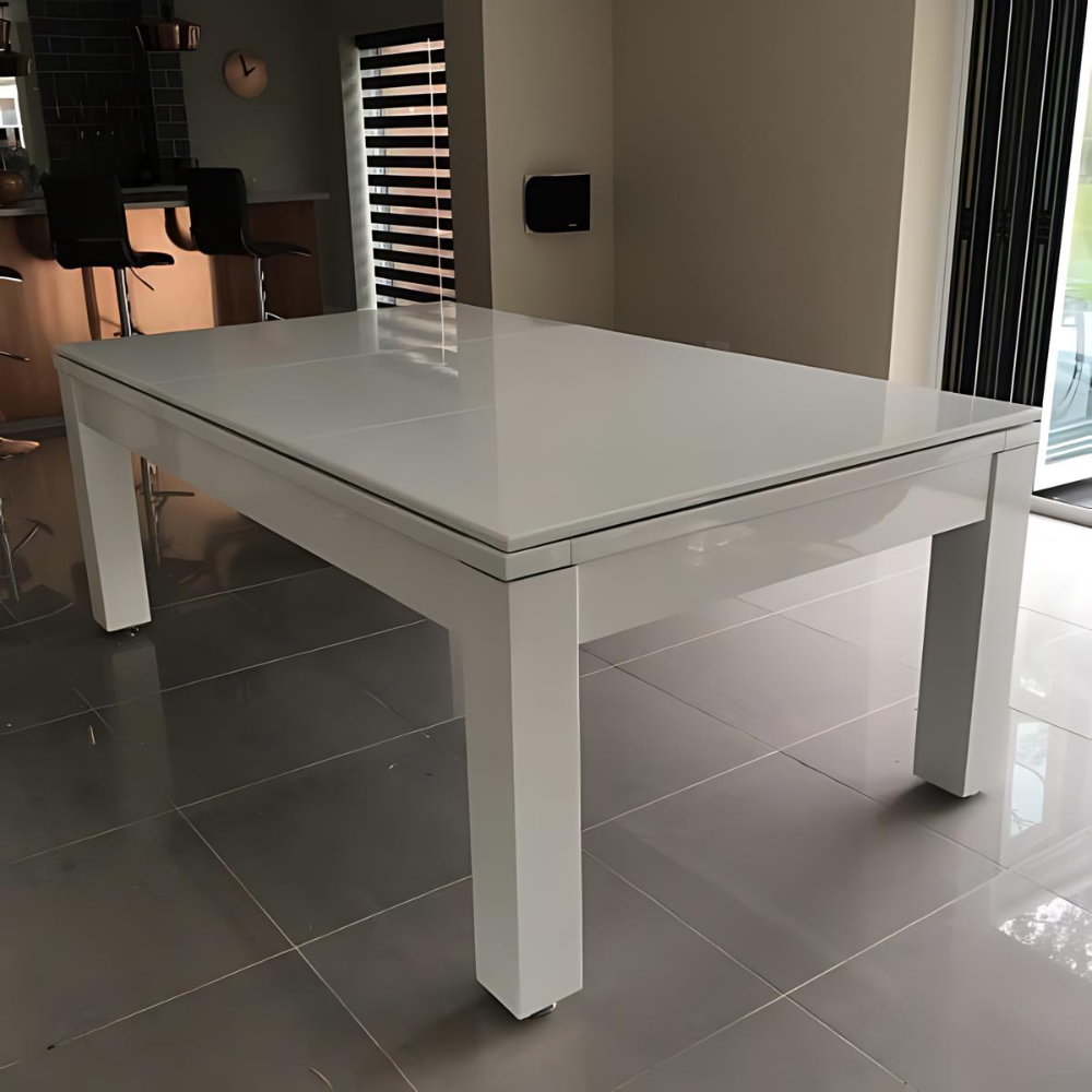 Solid Wood Slate Bed Pool Dining Table White