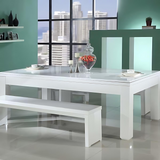 Solid Wood Slate Bed Pool Dining Table White