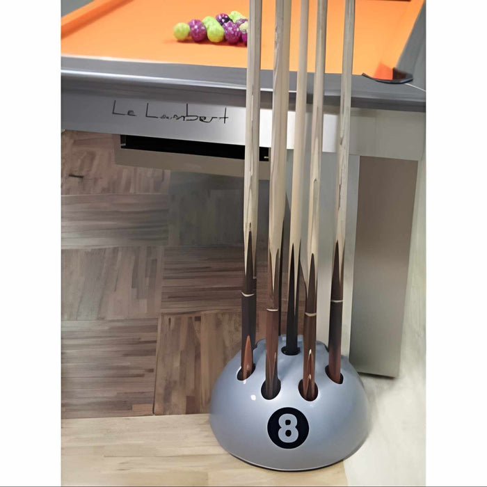 Stunning Silver 8 Ball Cue Stand & Rack for 9 Cues