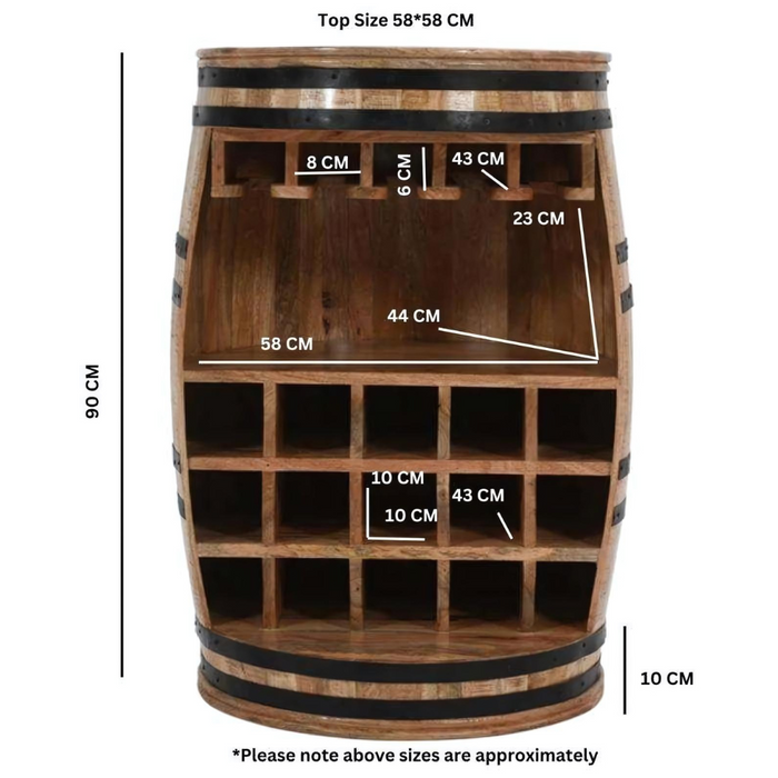 Surrey Solid Dark Wood Barrel Wine Sideboard