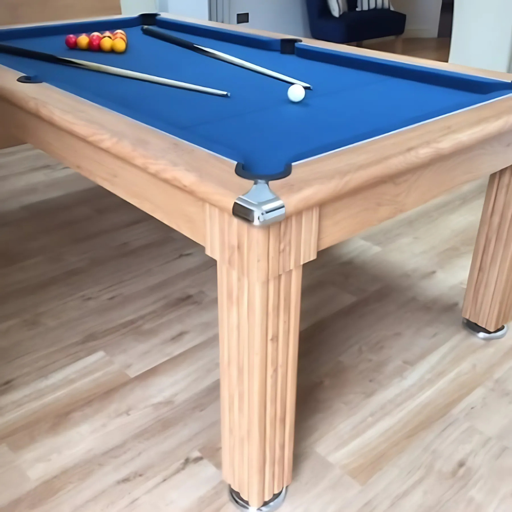 Gatley Traditional Pool Dining Table | Oak | Smart Royal Blue Cloth