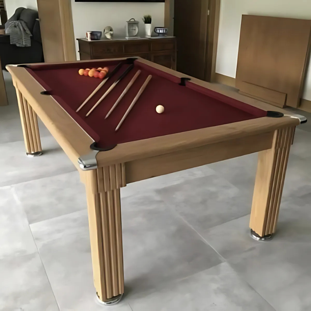 Gatley Traditional Pool Dining Table | Oak | Strachan Burgundy Cloth