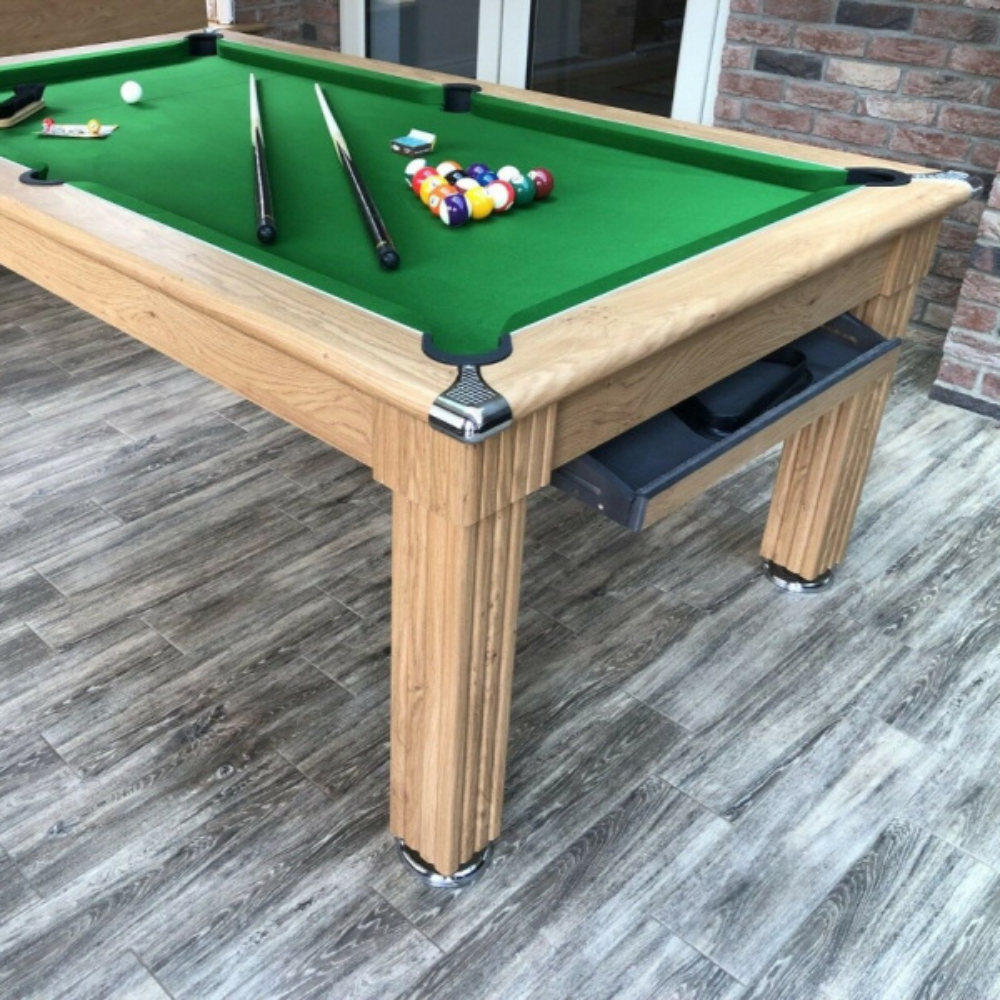 Gatley Traditional Pool Dining Table | Oak | Strachan Green Cloth