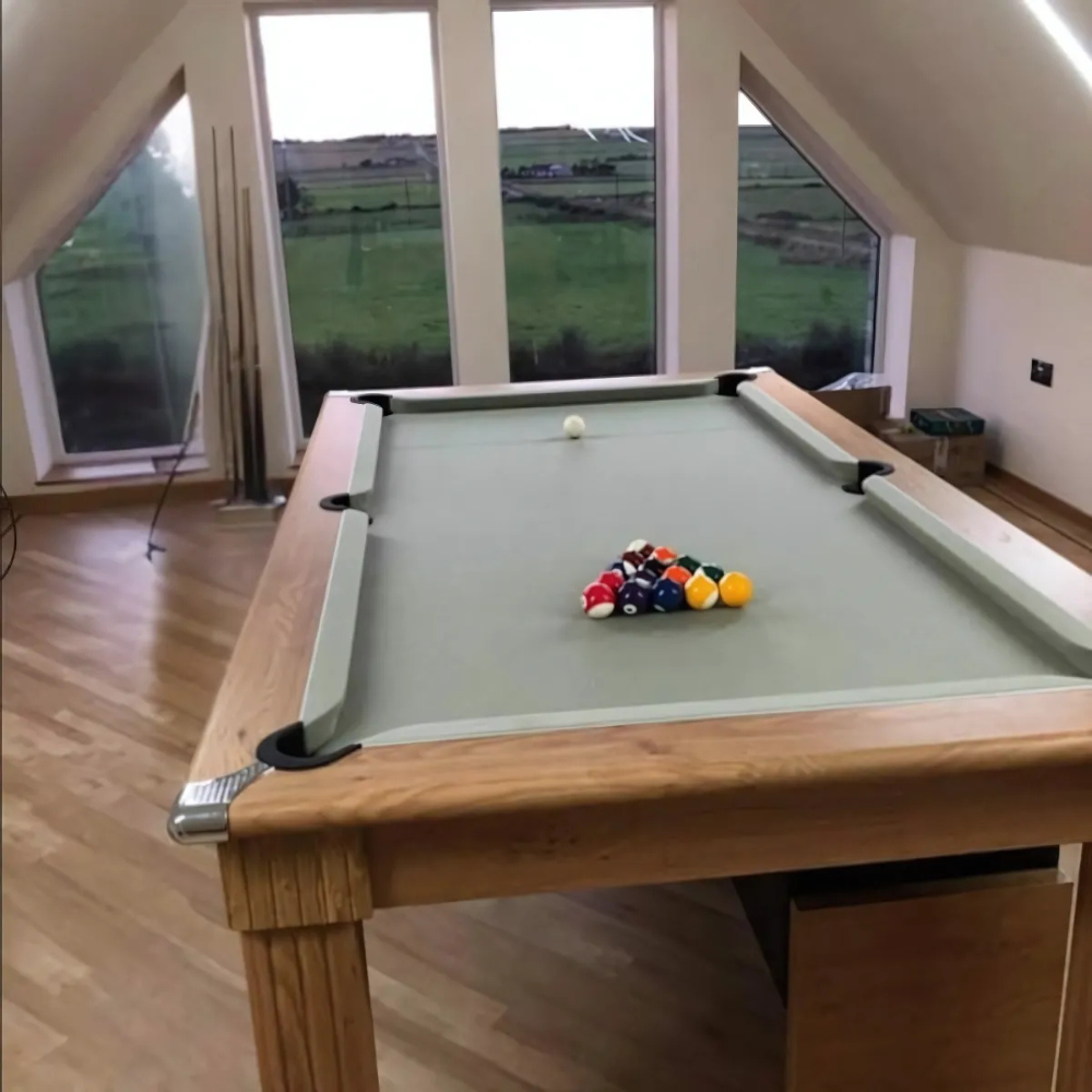 Gatley Traditional Pool Dining Table | Oak | Smart Silver Cloth