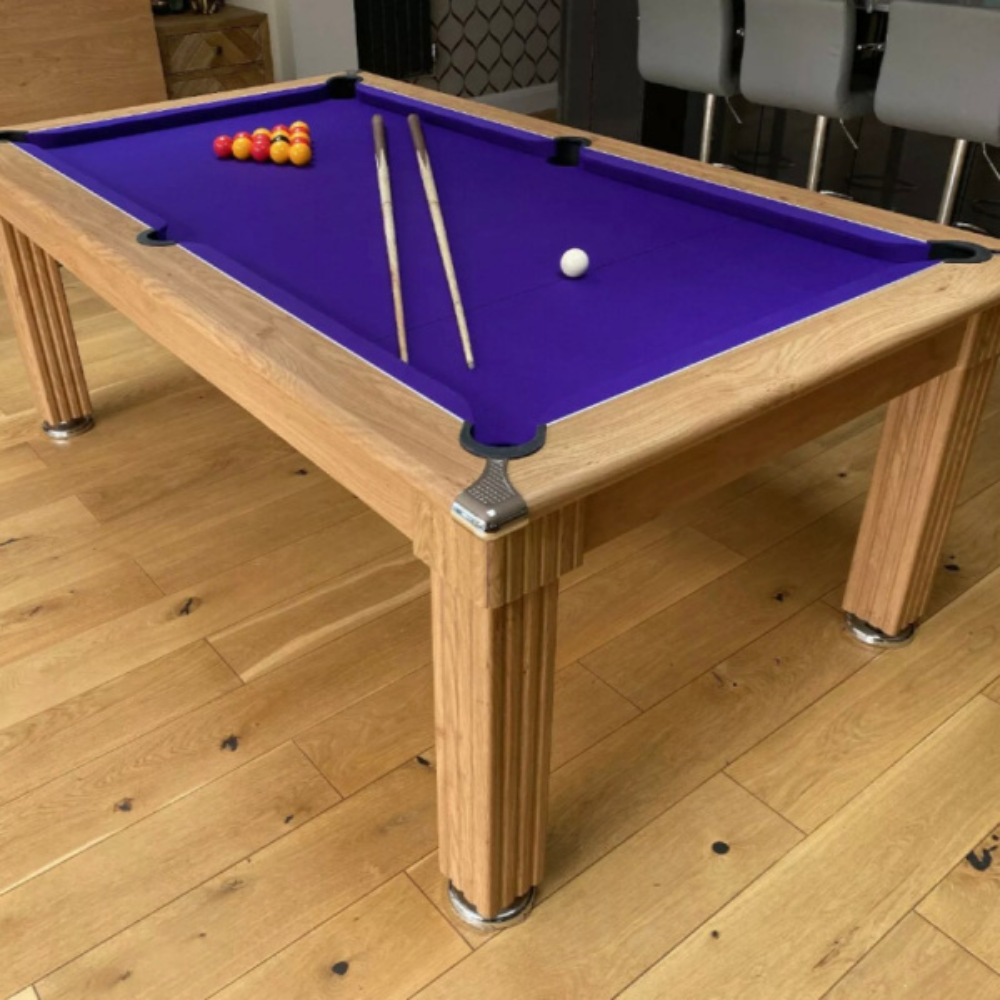 Gatley Traditional Pool Dining Table | Oak | Strachan Purple Cloth