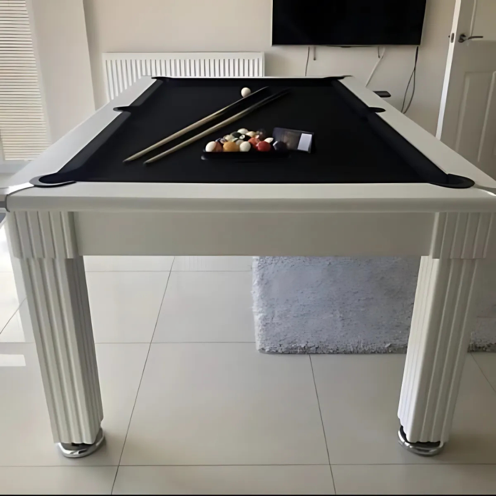 Gatley Traditional Pool Dining Table | White | Smart Black Cloth