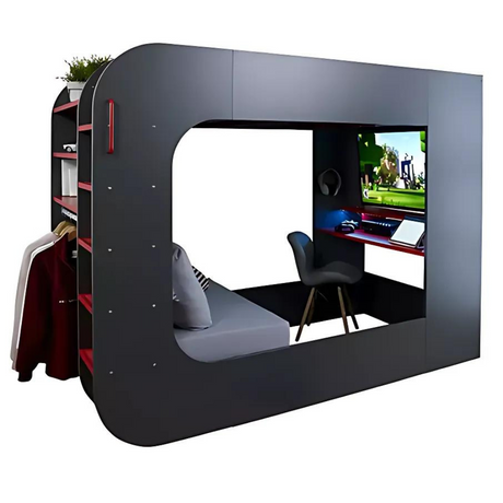 Trasman Podbed Gaming Highsleeper Bed with Chair Bed 120x200cm