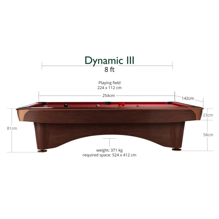 Dynamic III American Slate Bed Pool Table Brown - 8ft & 9ft