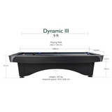 Dynamic III American Slate Bed Pool Table Grey - 9ft