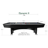 Dynamic II American Slate Bed Pool Table Black - 7ft & 9ft